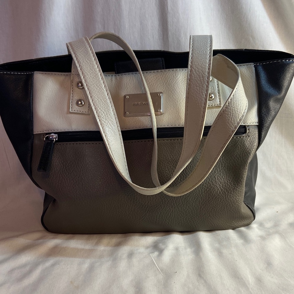 Nine West Black, Cream, and Brown Shoulder Bag